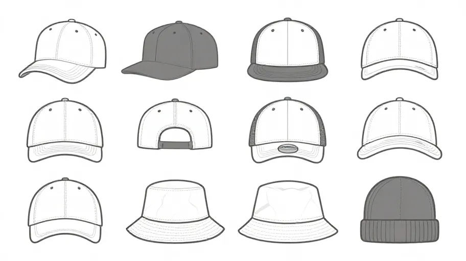 Hat tech pack specification sheet used by professional cap manufacturers to ensure crown and brim accuracy